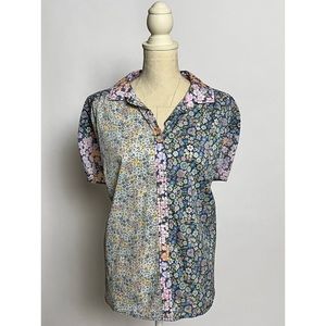 NWT American Eagle Outfitters Floral Print Woven Short Sleeve Top Sz L